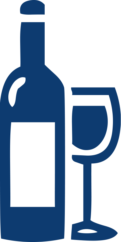 Großes Weinsortiment - Weinfalsche und Weinglas